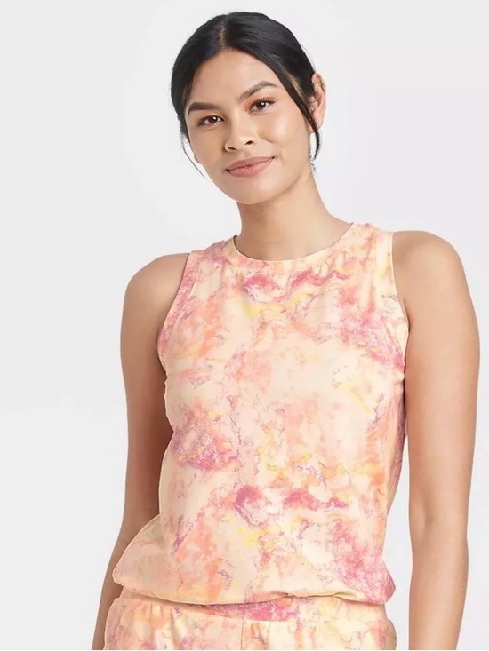 Stars Above Tops - Tie Dye Marble Sleeveless Tank Top pink orange yellow
